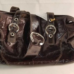 Francesco Biasia Italian Brown Patent Leather Bag